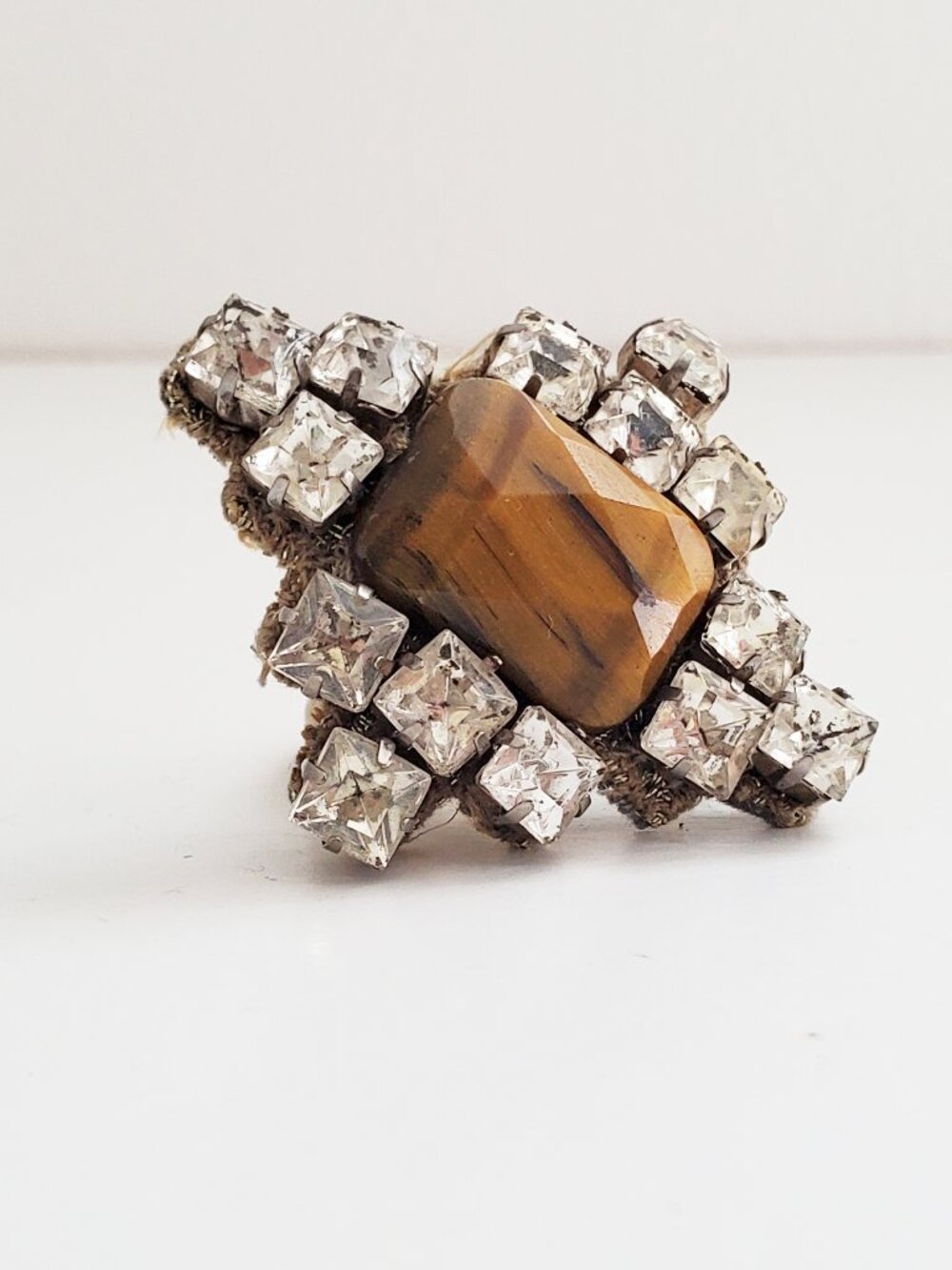 Ranjana Khan One of A Kind Tiger Eye Jeweled Ring Size 5 NWOT